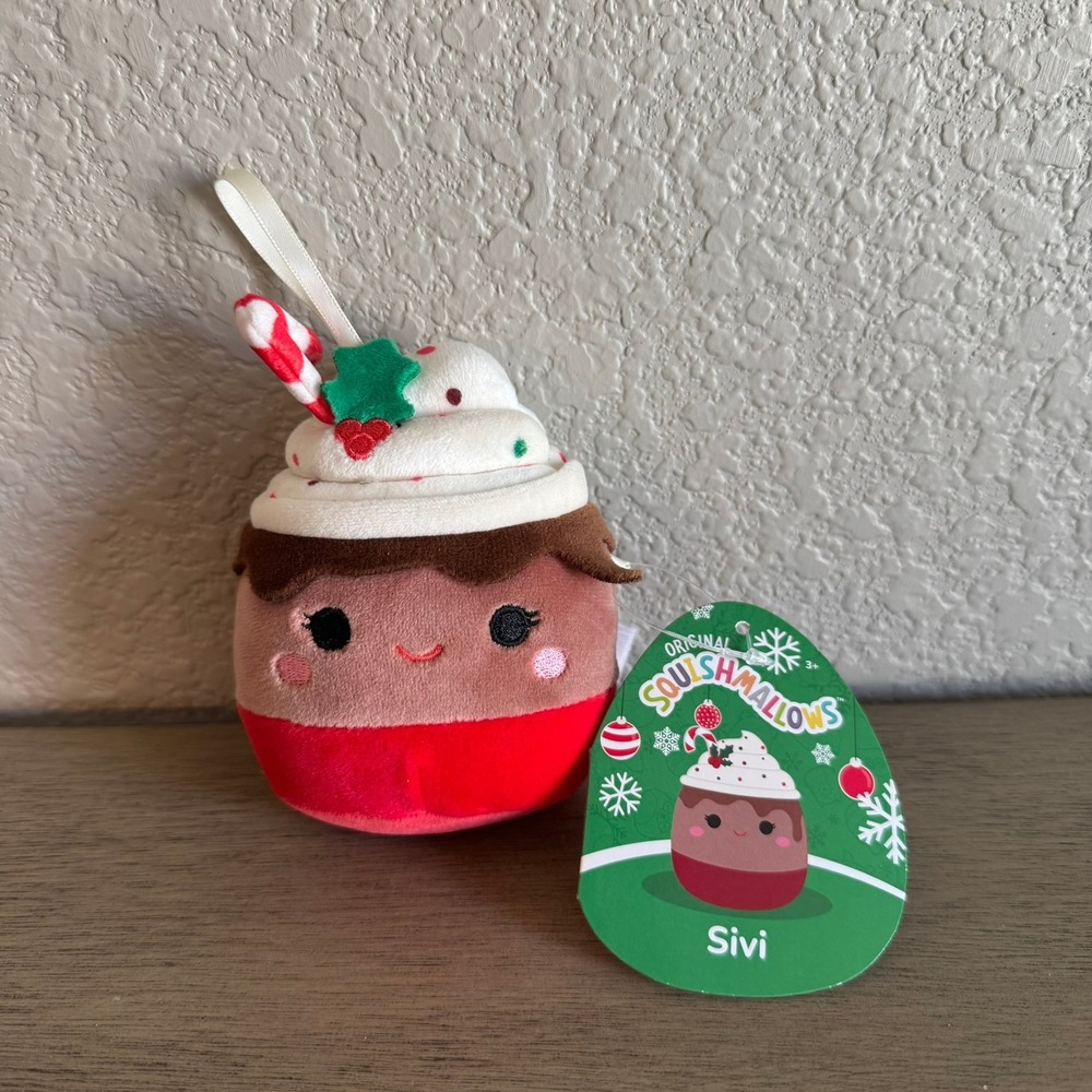 Squishmallows Sivi Hot‎ Chocolate Ornament Plush Holiday New with Tags